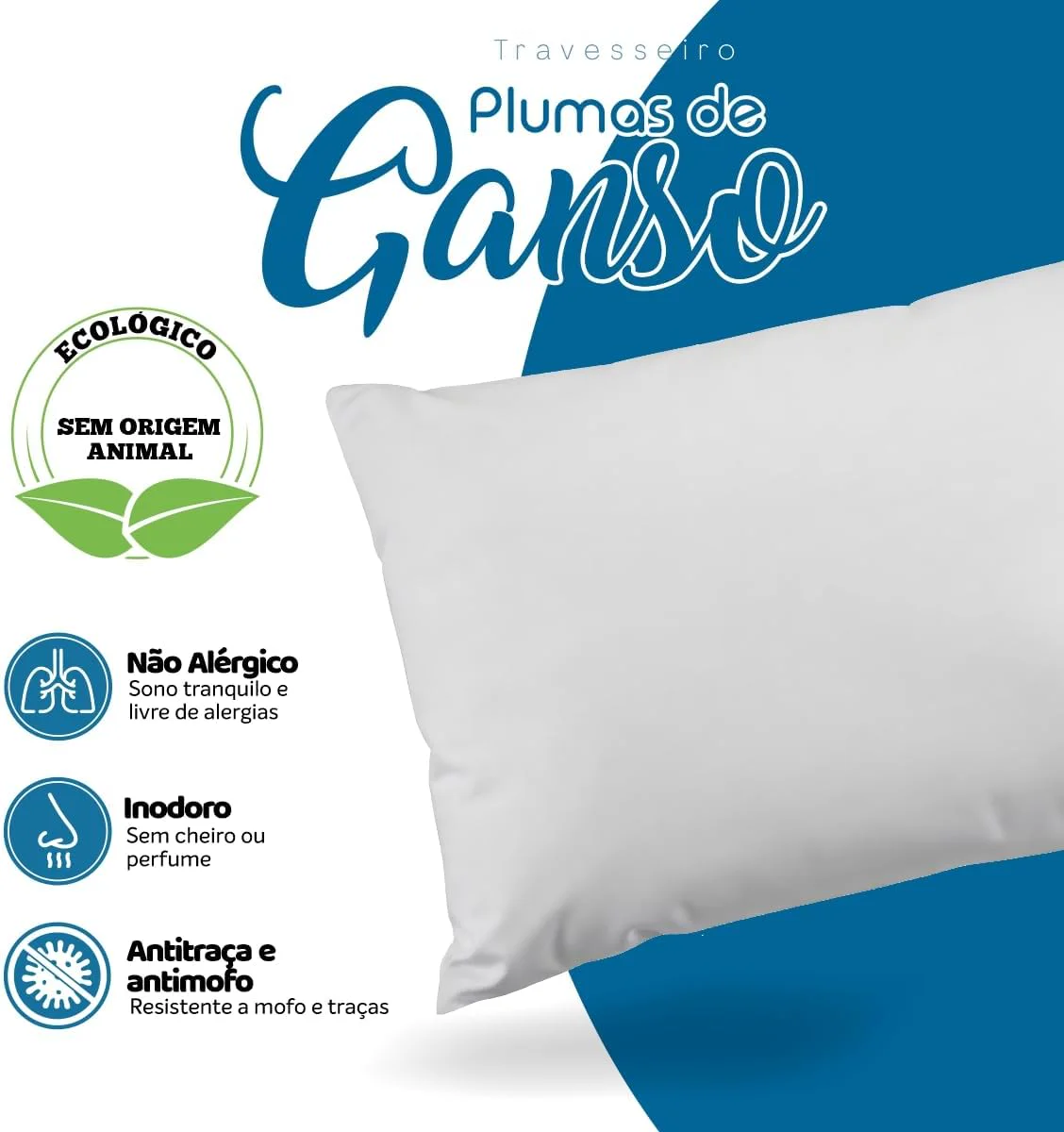 Kit 2 Travesseiros Toque de Pluma Premium Percal 400 Fios 50×70 cm