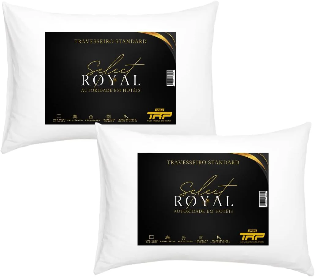 Kit 2 Travesseiros TRP Select Royal Toque de Plumas Linha Hotel