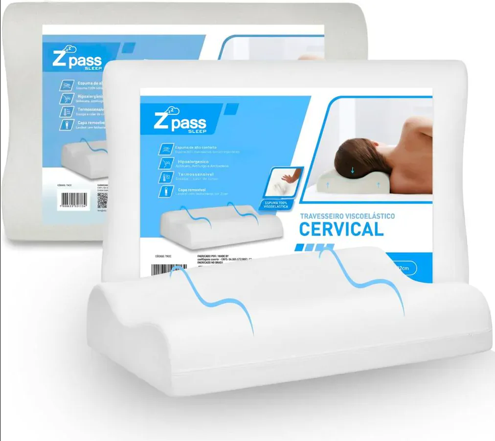 Kit 2 Travesseiros Z Pass Sleep Cervical D40 14/12 cm