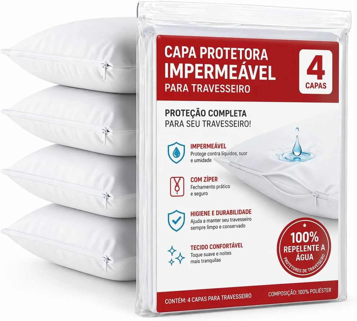Kit 4 Capas Protetoras Impermeáveis com Zíper 50 × 70 cm