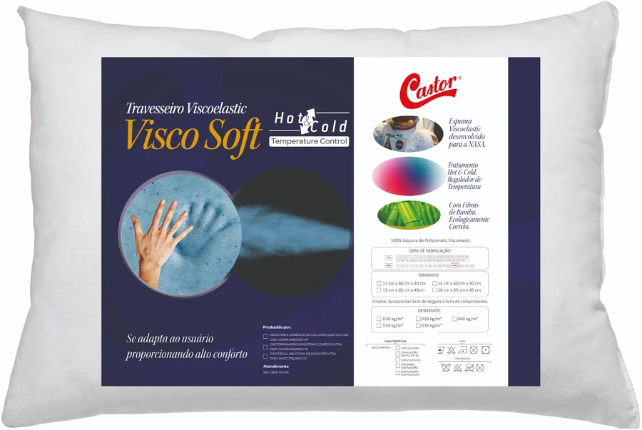 Travesseiro Castor Visco Soft Hot&Cold D24 40×60×14 cm