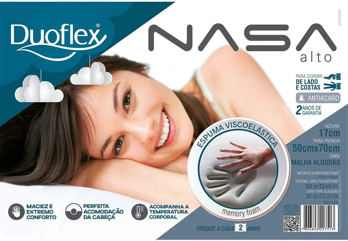 Travesseiro Duoflex Nasa Alto 50×70 cm
