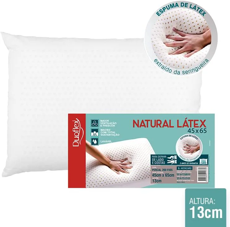 Travesseiro Duoflex Natural Látex 45 × 65 cm, 13 cm