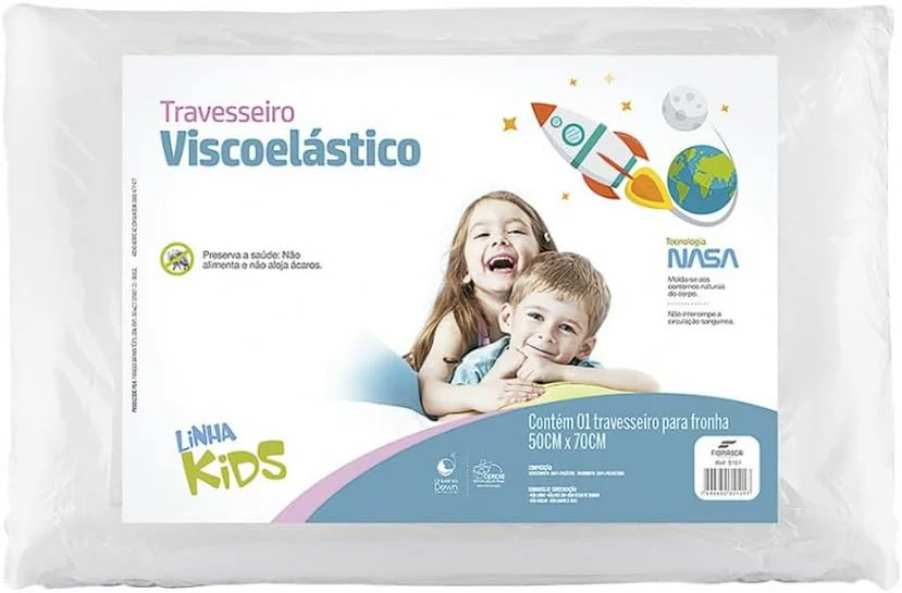 Travesseiro Nasa Infantil Kids Viscoelástico Fibrasca