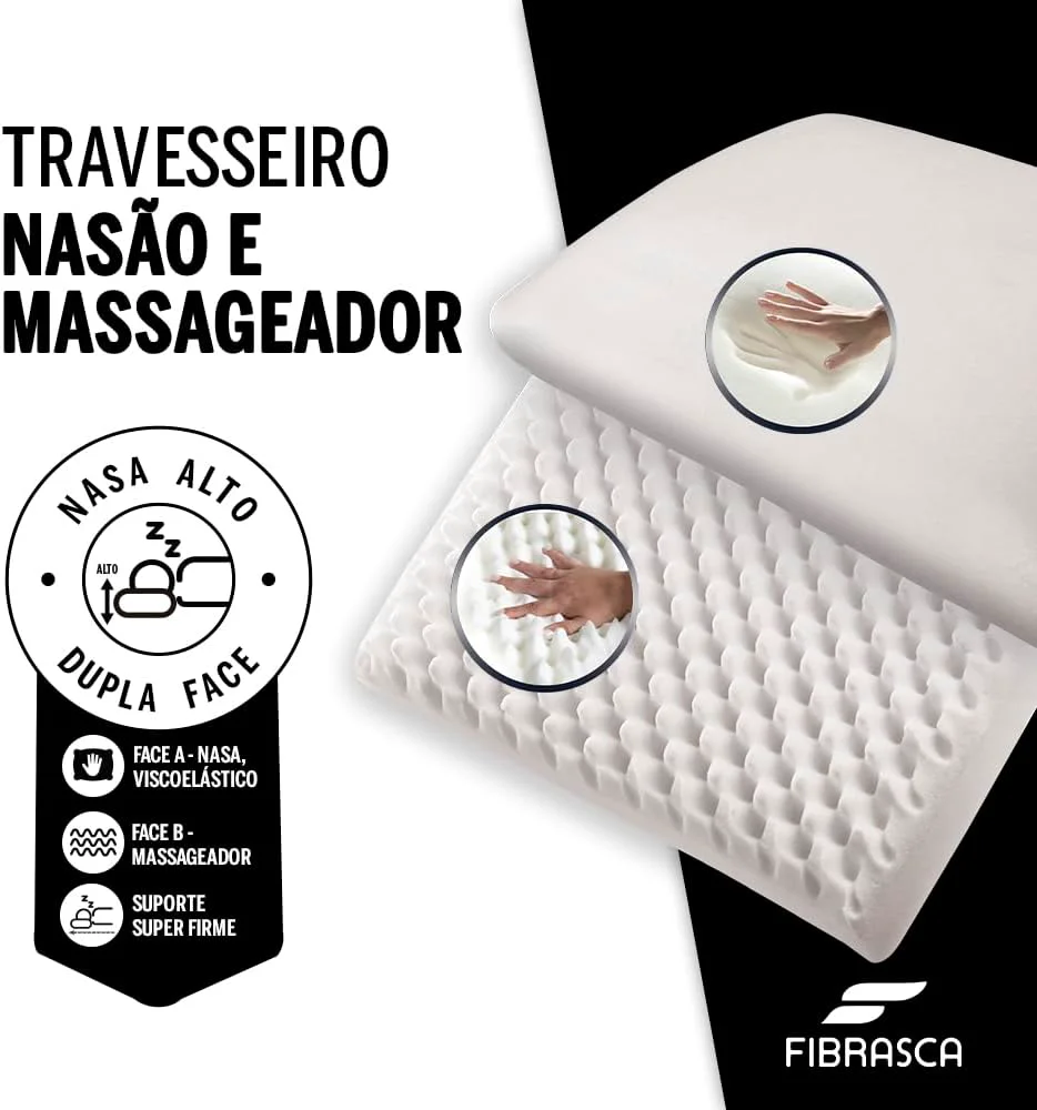 Travesseiro Fibrasca Nasão Alto Dupla Face 50×70 cm