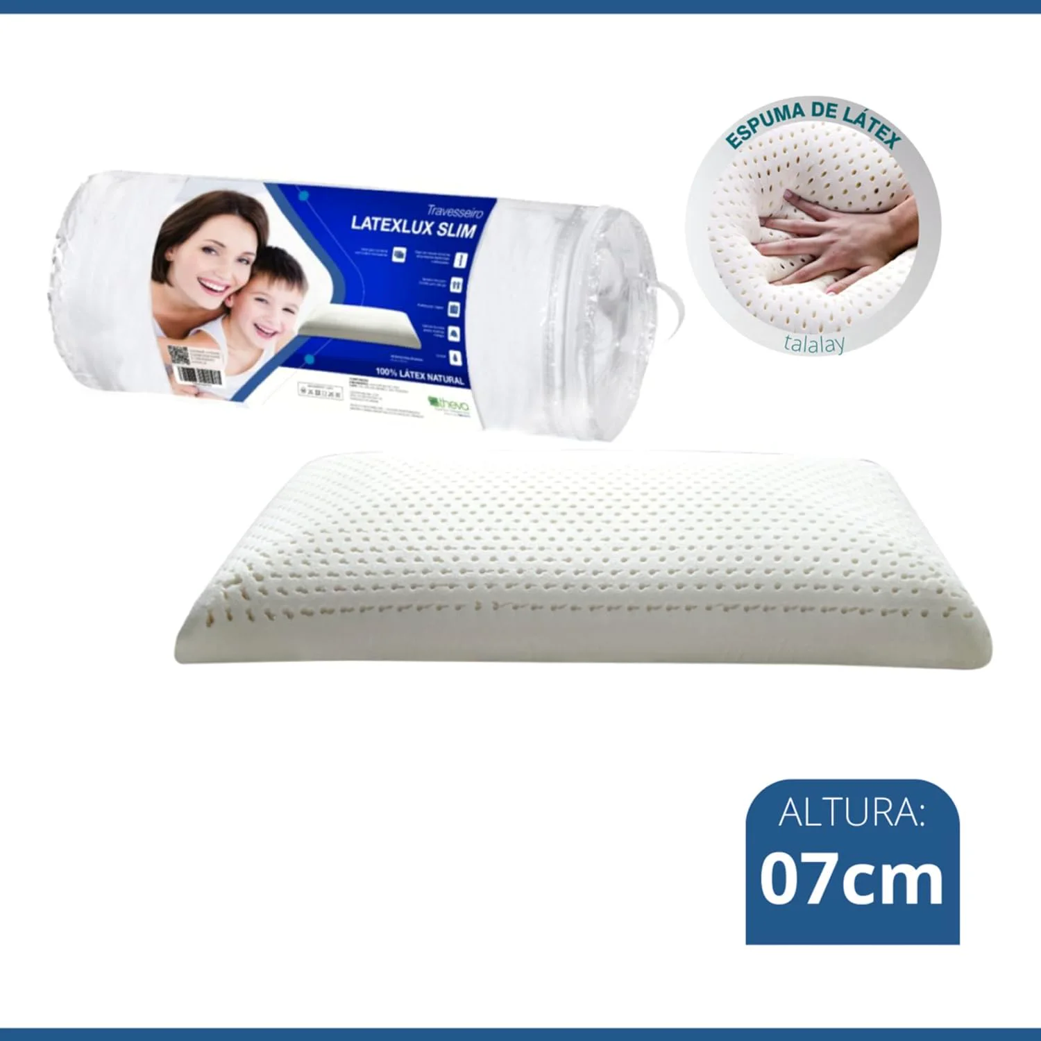 Travesseiro Latexlux Slim em Látex Natural 7 cm